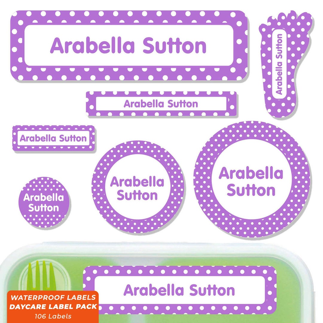 Daycare Name Label Pack Dots 20 Colors Etsy