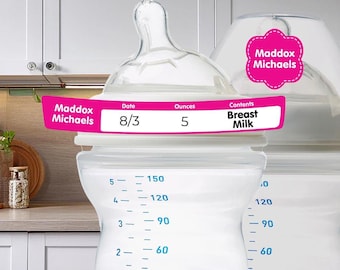 Baby Bottle Labels: Custom Name Tags - Dishwasher and Freezer Safe, Curved Rim