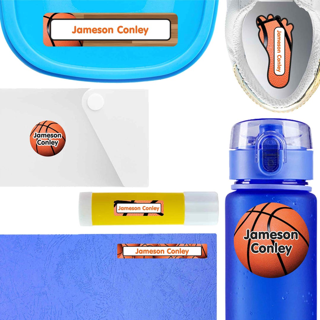 Waterproof Basketball Name Labels | 58 Piece Starter Pack (peel and ...