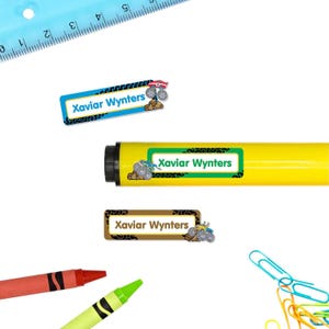 Rectangle Name Stickers (4 Sizes), Monster Trucks