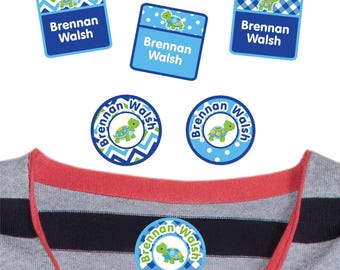 Personalized Turtle Clothing Labels | Iron-On or Stick-On Name Tags, Turtles