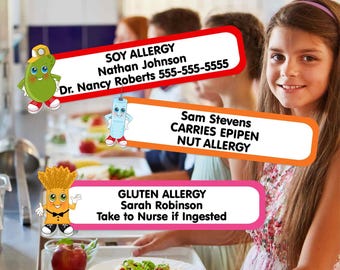 Food Allergy Emergency Labels | Waterproof EpiPen Stickers | Slim