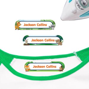 Large Iron On Name Labels | Forest Friends (Orange)