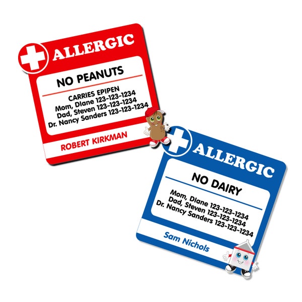 Allergy Labels and Medical Labels, Square