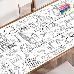 Construction Site Giant Coloring Poster, Large Coloring Poster