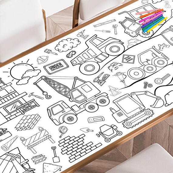 Table Top Colouring Mat, Construction Table Top Colouring Mat, Construction