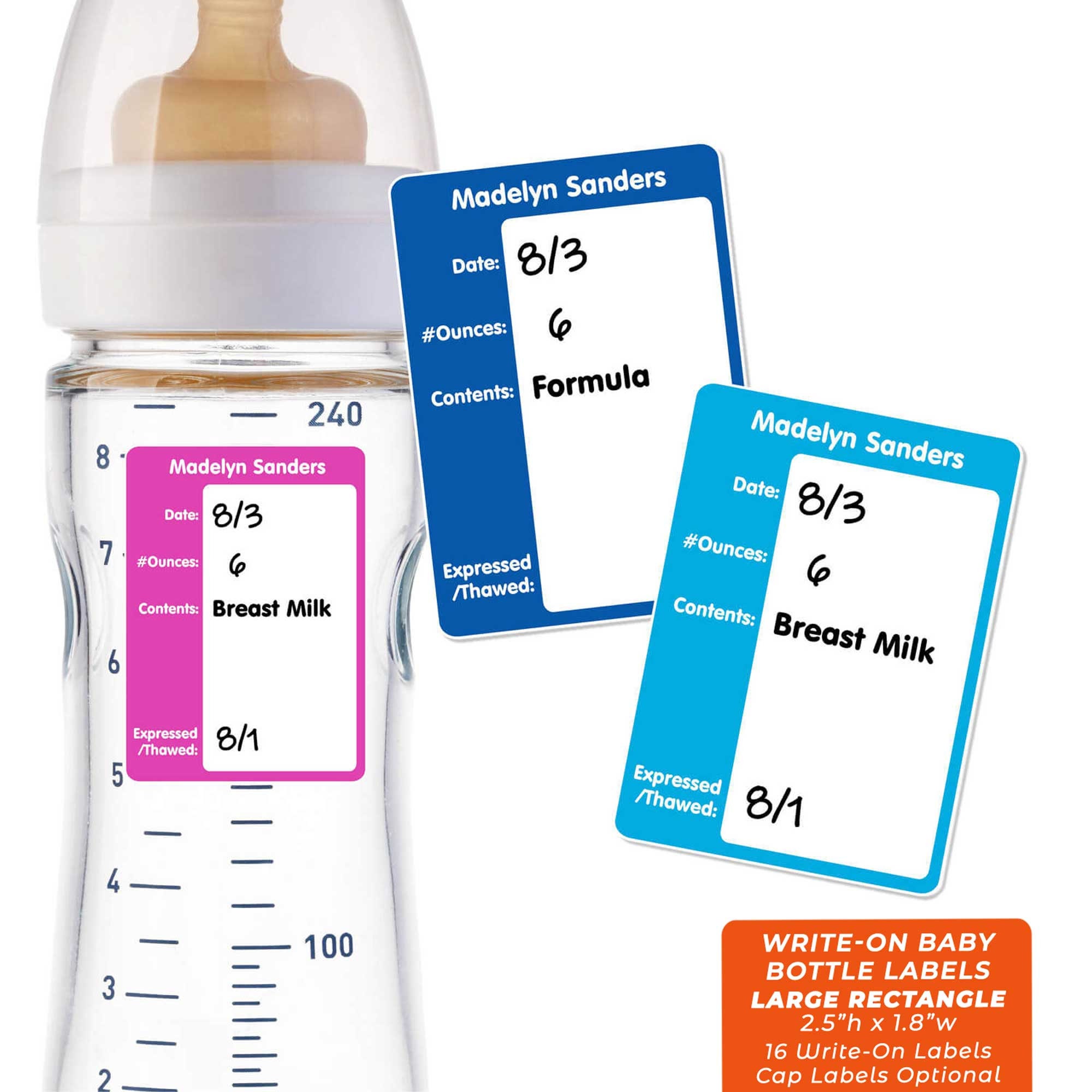 Baby Bottle Name Labels Rectangle Large Etsy