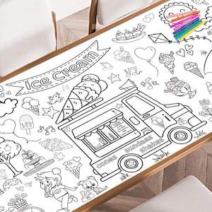Poster géant de camion de crème glacée à colorier, grand poster à colorier