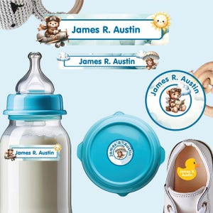 Baby Labels Pack, Baby Labels for Daycare, Bear Adventures