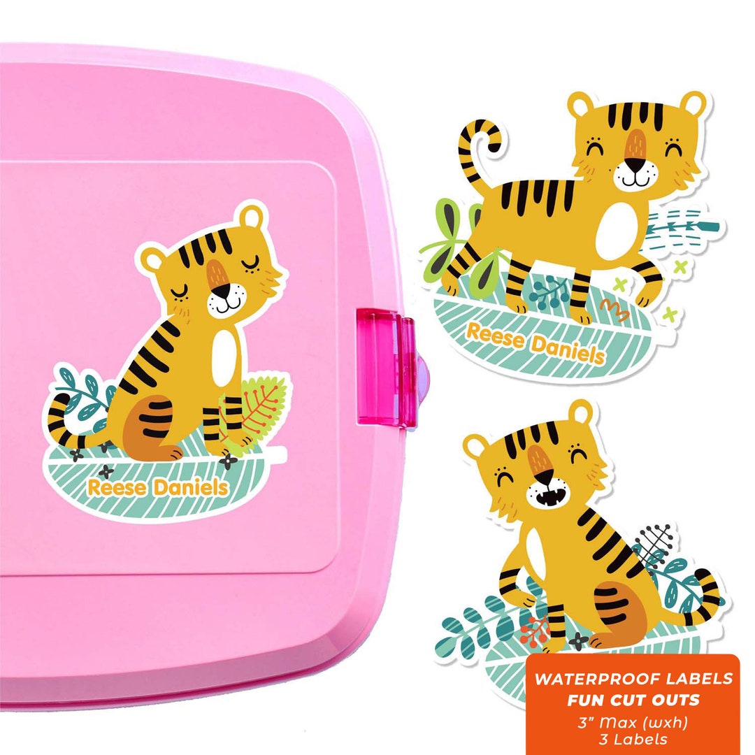 Fun Cut Outs, Name Labels for Kids Water Bottles, Tigers - Etsy