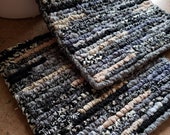 Blacks, Grays, And Tan Print Fabric Pot Holders, 7 x 7 Inch Square, Hand Made Pot Holder, Modern Style Kitchen Pot Holders