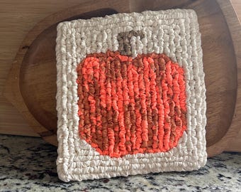 fancy pumpkin home decor, neon two tone fabric kitchen decor, 8 x 7.25 inch festive party decor, bright orange print fall table decor,