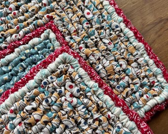 fabric trivets, vintage style small space placemats, 8.75 x 7.5 inch country cottage kitchen decor, bright fun colors