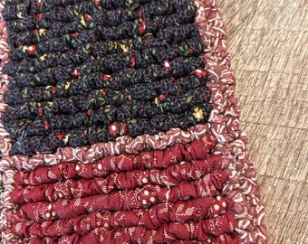 rustic fall potholder/trivet, 8 x 7.75 inch country prim kitchen mat, autumn colors, fall birthday gift, kitchen housewares