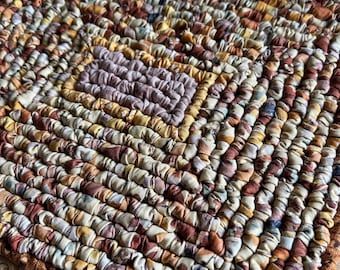 colors of fall kitchen trivet, 9.5 x 8.25 inch primitive fall farmhouse feel, small handmade placemat, rustic kitchen mat