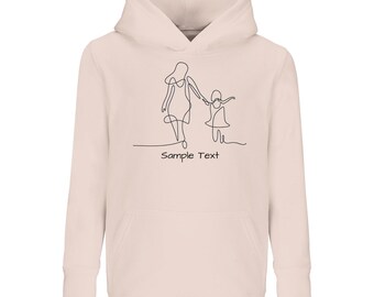 Personalized Kids One Line Art Jumper | Custom Child Name Crewneck | Mother Daughter Matching Set