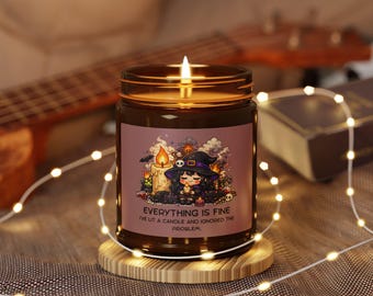 Witch Illustration Soy Candle | Amber Jar, Natural Wax, Seasonal Scents