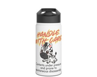 Handle With Care Zebra Water Bottle | Insulated Stainless Steel Tumbler