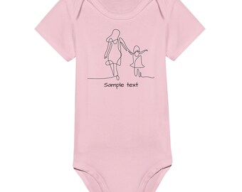 Personalized Mother Daughter One Line Art Babygrow | Custom Name Bodysuit