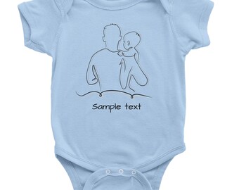 Personalized Dad and Son Line Art Babygrow | Custom Baby Name Bodysuit
