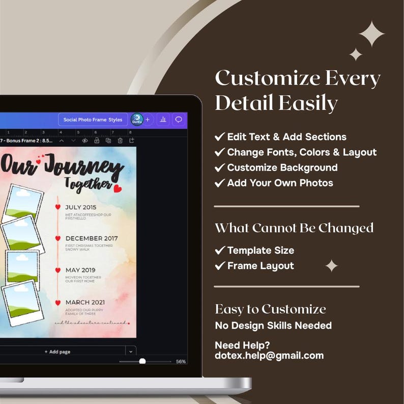 Canva Editable Photo Frame Template, Social Media Print, Personalized ...