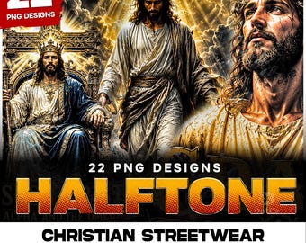 22 Christian Png Bundle | Christian Halftone Designs | Lion of Judah Png | Jesus Shirt Designs | Dtf Print Ready