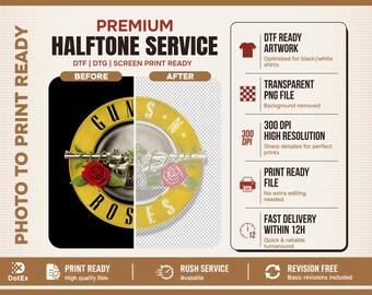 Custom Halftone Artwork Service, Print Ready PNG (300 DPI)