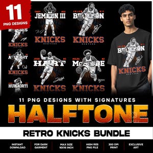 Knicks png-bundel, New York Knicks halftoonpakket, basketbal grafisch ontwerp, Game Day-kunstwerk, digitale download