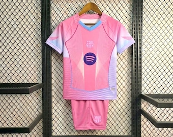 FC Barcelona Pink Away Kit · Kids Football Set · Barca Away Jersey & Shorts · Special Jersey Kits