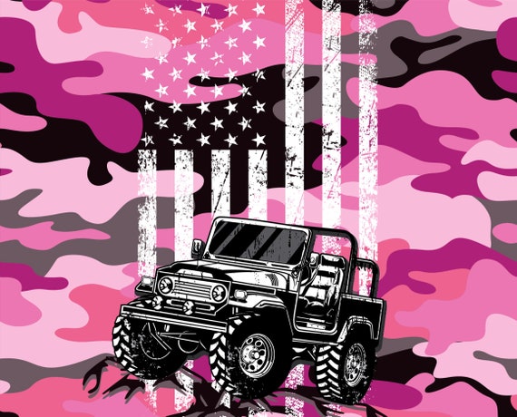 Pink Jeep tumbler