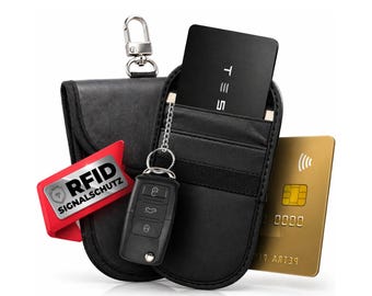 Keyless Go Skyddsväska RFID Bilnyckelfodral Faraday Signal Blocker Bilnyckelfodral Kort Svart Konstläder