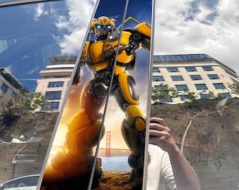 Pegatinas para pilar B de coche de Bumblebee Autobot (2 unidades), pegatina para ventana de la película Transformers, pegatinas para coche impermeables y resistentes a los arañazos.