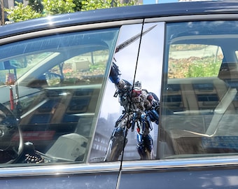 2 piezas de calcomanías para el pilar B del auto Autobot Prime de Prime, pegatina para ventana de la película Transformers: El último caballero, resistente al agua y a los arañazos.