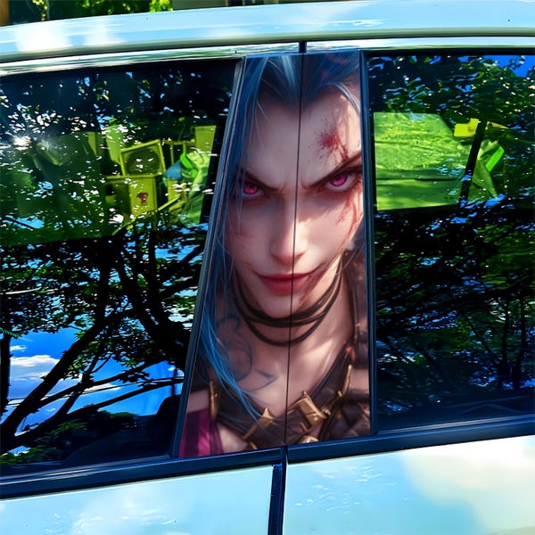 Jinx-autostickers op de B-stijl, mysterieuze League of Legends-vinylstickers, autoruitversieringen met anime- en gamepersonages, cadeaus voor fanauto-accessoires.