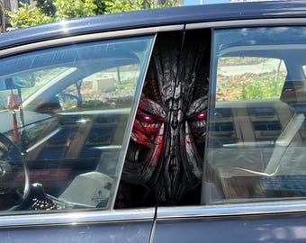 Pegatinas para pilar B de Megatron (2 unidades), calcomanías para ventana de Transformers Movie Decepticon, pegatinas para coche con efecto 3D, impermeables y resistentes a los arañazos.