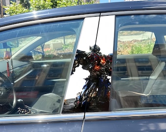 Pegatinas para pilar B de coche Transformers Decepticon (2 unidades), calcomanía para ventana de personaje de película Autobot, pegatinas 3D impermeables y resistentes a los arañazos