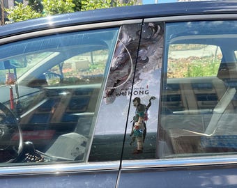 Pegatina para pilar B de coche Black Myth: Sun Wukong (2 piezas), pegatina icónica de anime con escena de videojuego, resistente al agua y a los arañazos.