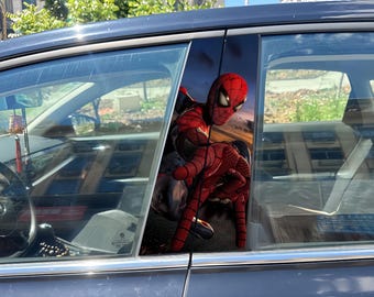 Pegatina 3D de Spider-Man para el pilar B del coche (2 piezas), calcomanía de superhéroe de Marvel para ventana, accesorio para coche resistente al agua y a los arañazos, regalo para fans de Marvel.
