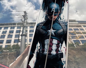 Pegatinas para coche de Capitán América estilo arte moderno (2 piezas), pegatinas para ventanas de coche de Marvel Avengers, accesorios de superhéroes para coche, decoraciones geniales para coche.