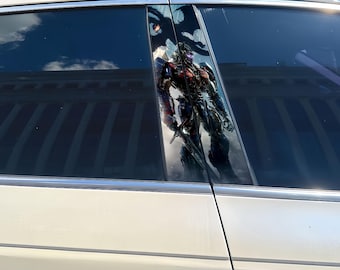 2 calcomanías de Optimus Prime Autobot para pilar B de coche, pegatina para ventana de personaje de la película Transformers, accesorio duradero para coche estilo Itasha.