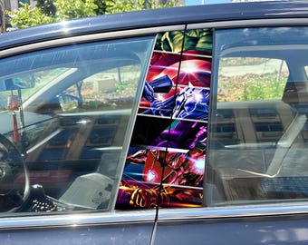 Pegatina de 2 piezas de los Vengadores de Marvel para el pilar B del coche, calcomanía de panel de cómic de superhéroes para ventana, accesorio para automóvil resistente al agua y a los arañazos.