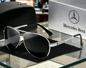 Mercedes-Benz Aviator Sunglasses: Polarized Metal Frame Driving Shades (UV400)