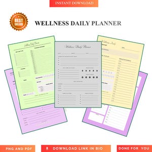 Ultimate Wellness Daily Planner PDF PNG Mental Health Success Tracker Holistic Routine Map Self Care Ritual Journal Vitality Growth Sheet