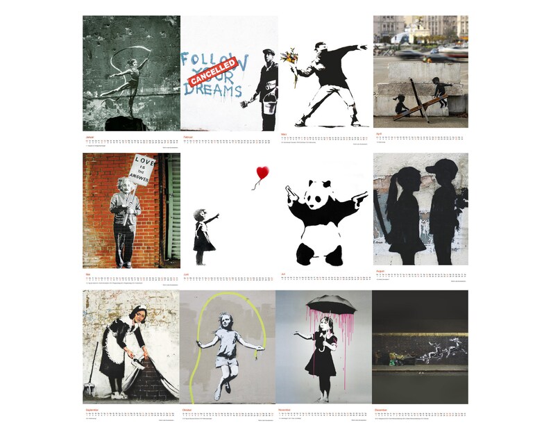 Bestseller Banksy Streetart Monatskalender 2024 image 3