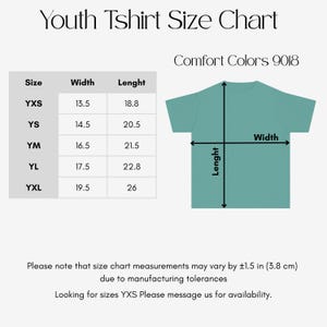 youth tshirt size chart
