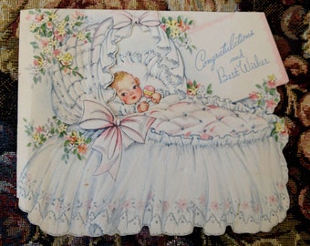 Vintage New Baby Greeting Card