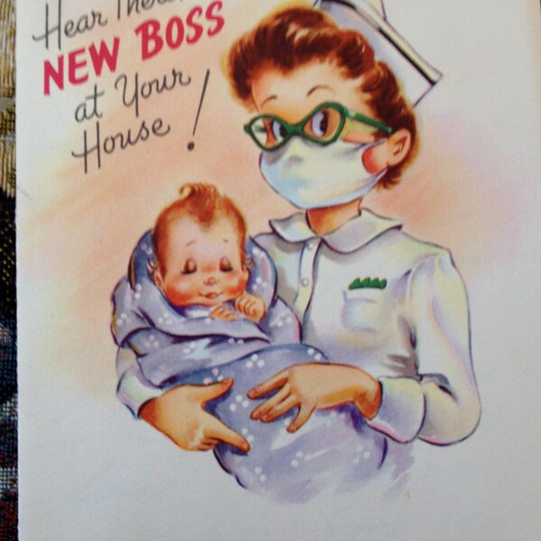 Vintage New Baby Greeting Card