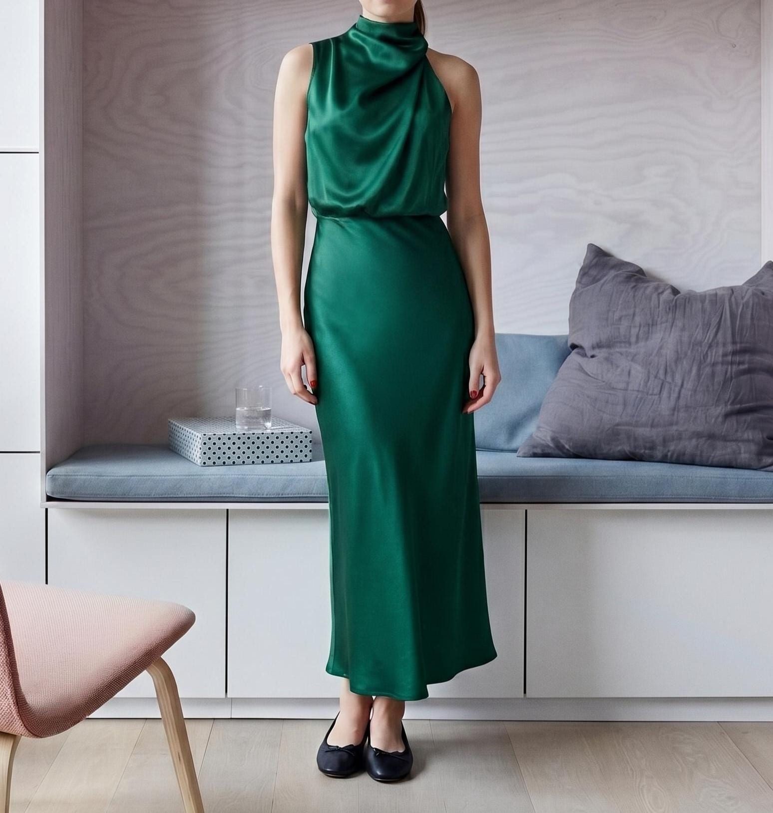 Emerald Green Dress Halter - Etsy Emerald Green Dress Halter - Etsy