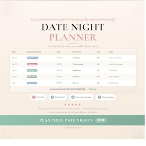 Foglio di calcolo per la pianificazione di appuntamenti, modello Google Sheets Excel, tracker di attività per coppie, romanticismo