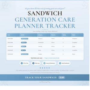 Logboek verzorgers van sandwichgeneratie | Dual Care Tracker-spreadsheet Google Spreadsheets Excel